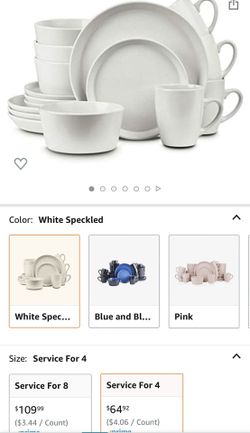 Brand New Stone Lain Stoneware Dinnerware Set, Service For 4, White Speckled 16 Pcs