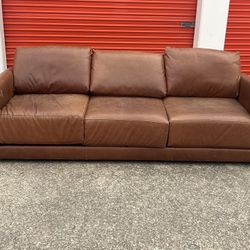 Crate & Barrel Wells Leather Sofa - Cognac/Saddle Top-Grain Leather$50 delivery in Dfw
