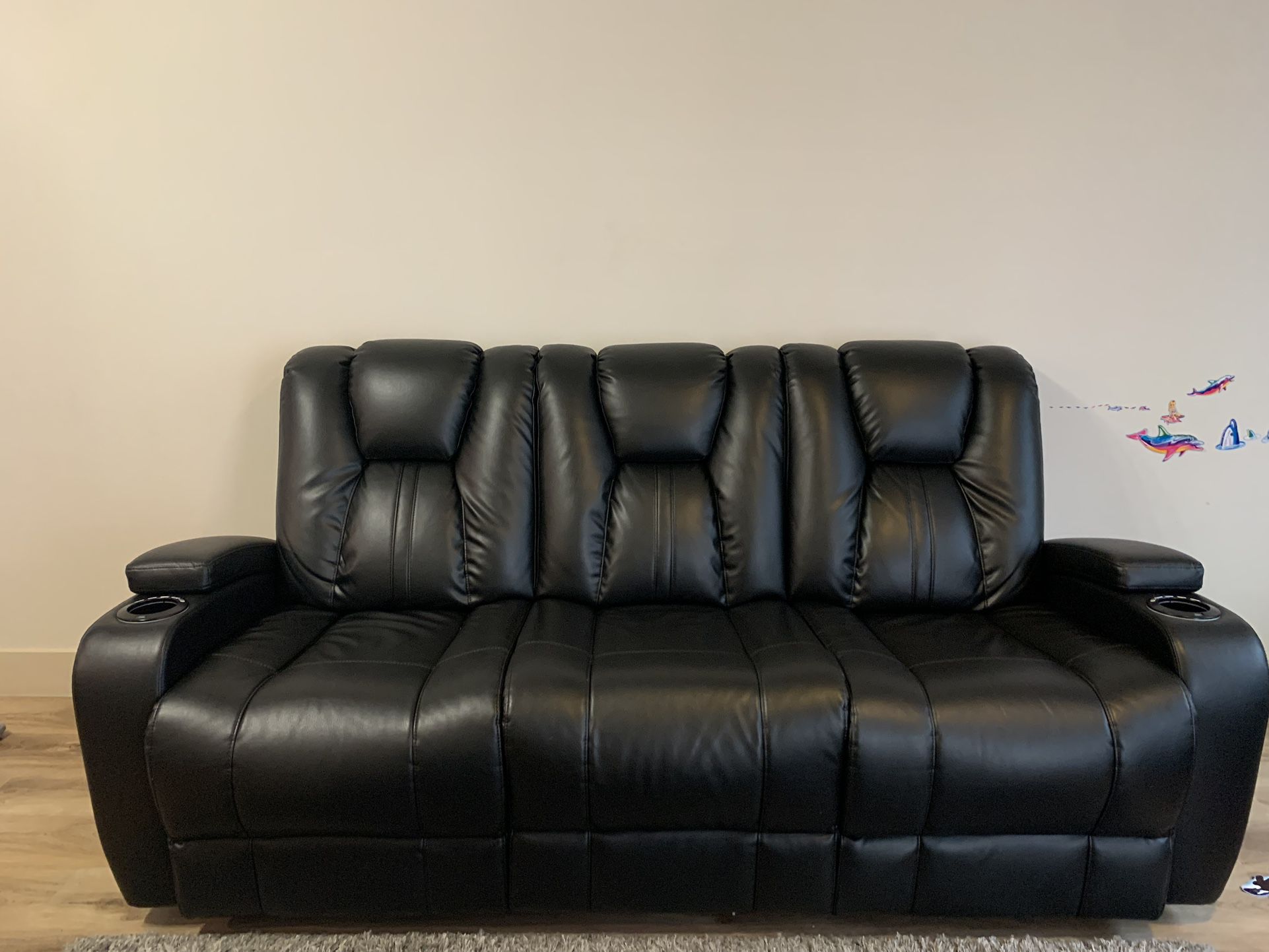Recliner Sofa and Stationary Loveseat