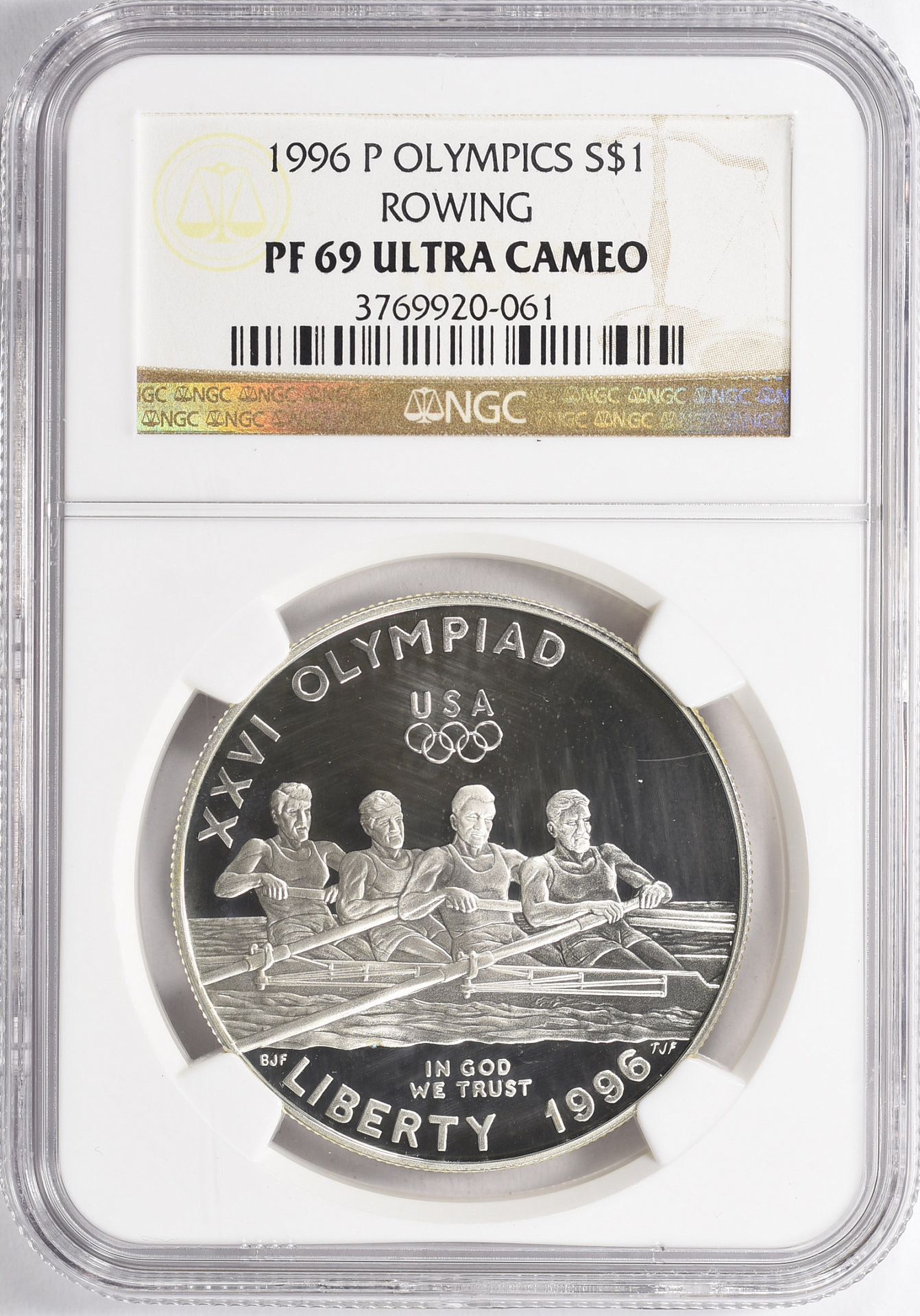 1996-P XXVI Olympiad Rowing Silver Dollar. KEY DATE! PR-69 DCAM