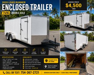 2020 Load Runner 7x16 Enclosed Trailer | 2 Axle | Clean Title | $4,500 OBO