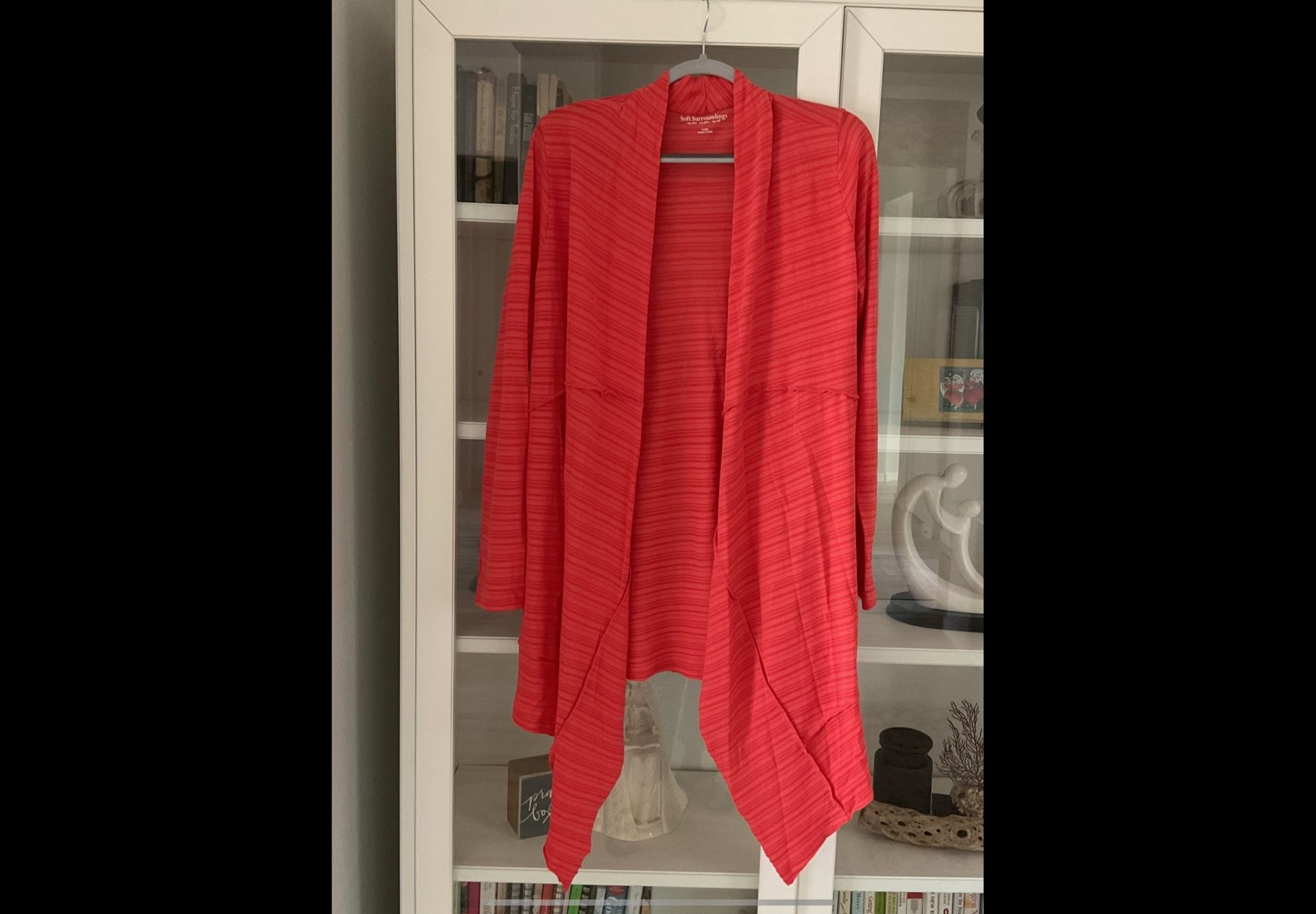 Soft Surroundings Orange/Peach Open Front Cardigan - L