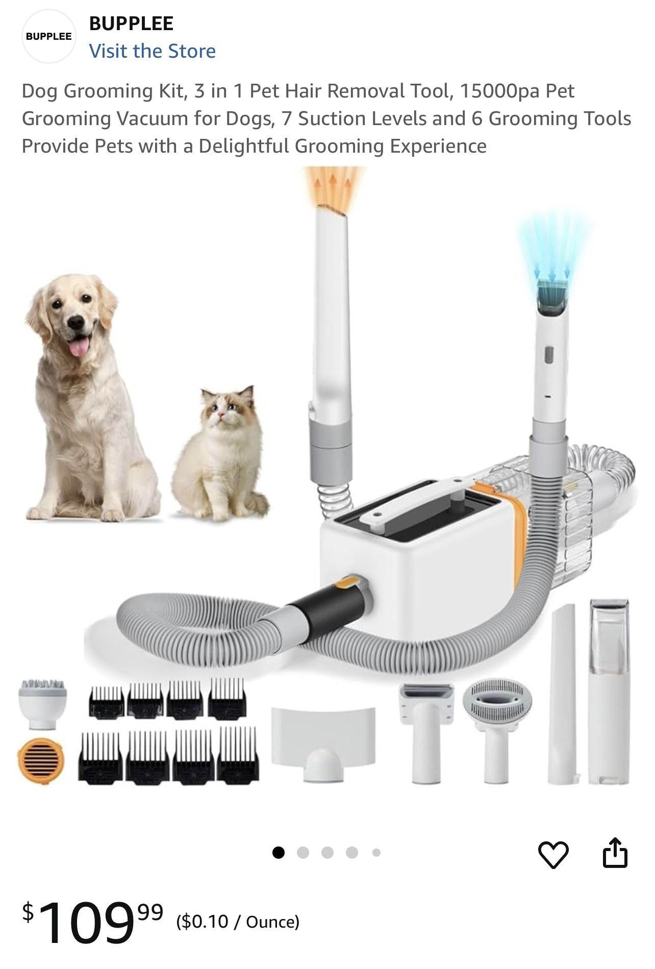 Dog Grooming Kit, in Pet Hair Removal Tool, 15000pa Pet