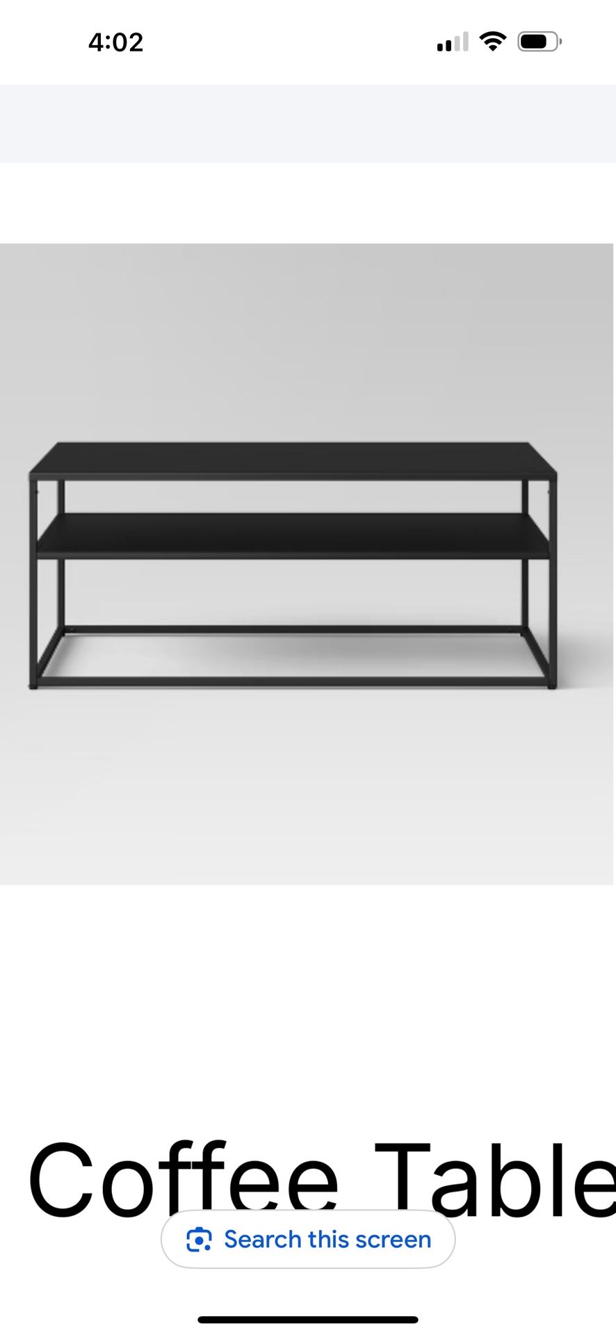 Metallic Black Coffee Table New In Box. Project 62