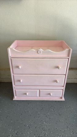 Pink Wooden Dresser with Four Drawers