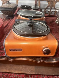 Vintage Orange Crock-Pot Slow Cookers – Set of 2 – Retro Kitchen Essentials 
