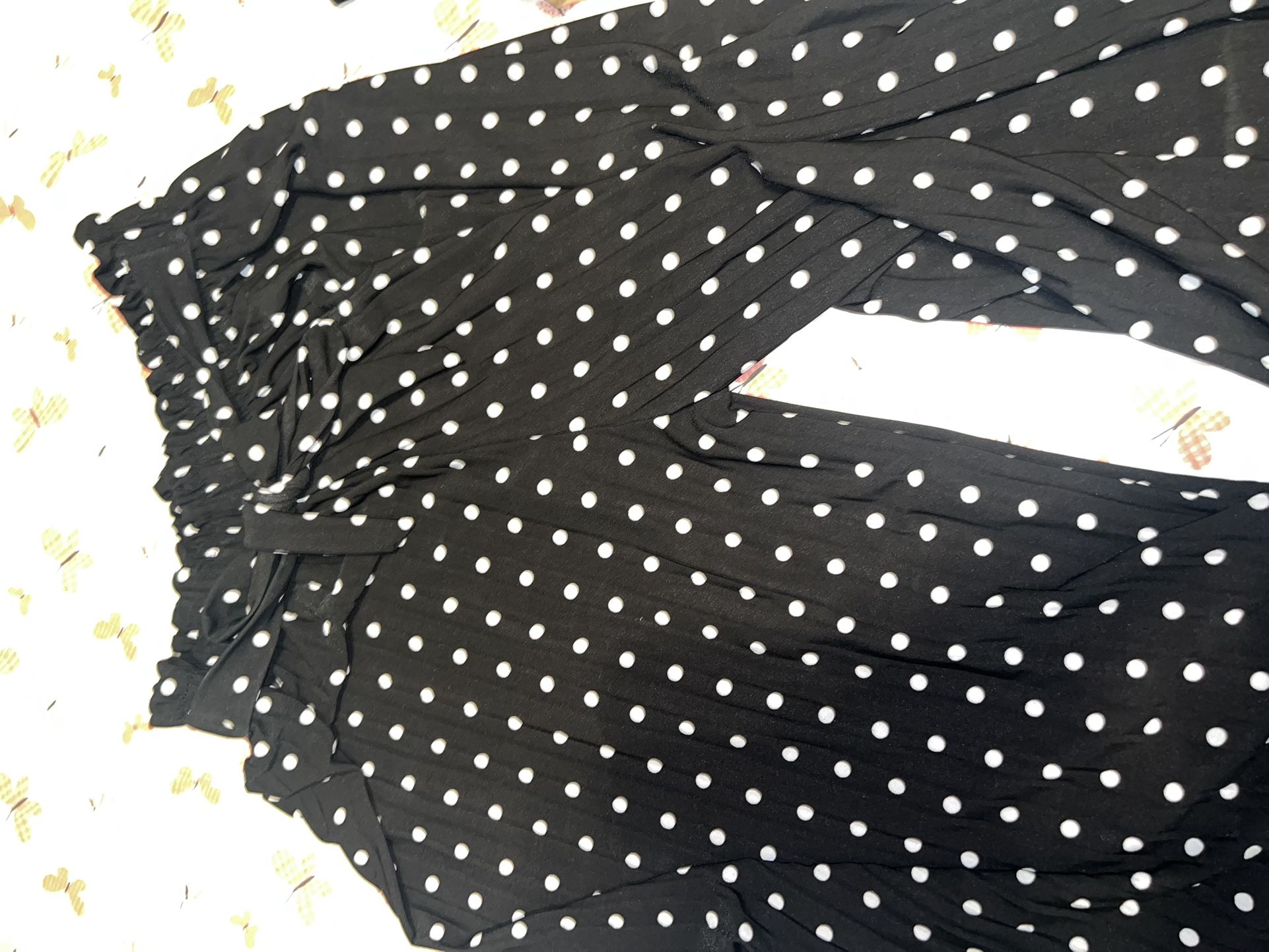 Polka Dot Long Flared Pants