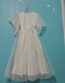 Girls Flounce Sleeve Mesh Dress