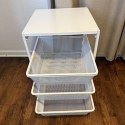 3-Tier Mesh Storage Cart with Top Shelf – White