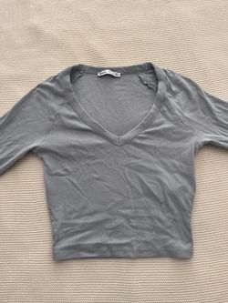 Long Sleeve Blue Crop Top