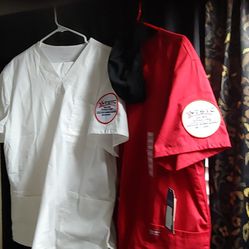 2 Scrubs White/Red top and bottom for ADN program at TSTC. $50.00 for Both