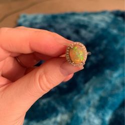 opal topaz silver ring