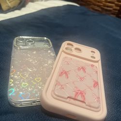 2 Cases For iPhone17 1 Hard Plastic 1 Silicon Both Valentines Theme 