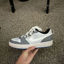 Big kids dunks low grey white and light blue