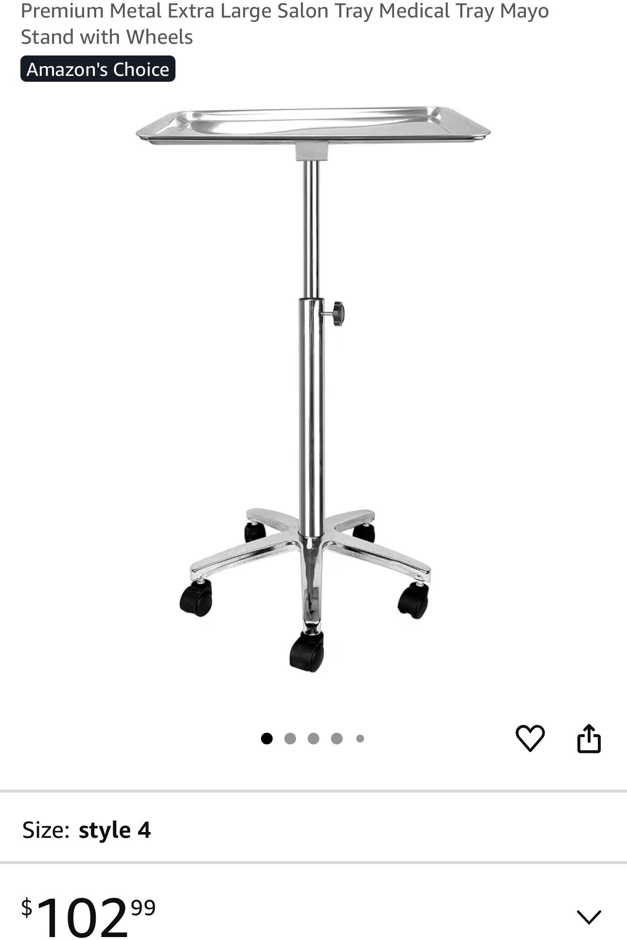 Premium Metal Extra Large Salon Tray Medical Tray Mayo Stand with Wheels