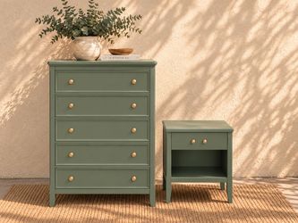 Eucalyptus Sage Green 2-Piece Bedroom Set | Tall Dresser & Nightstand