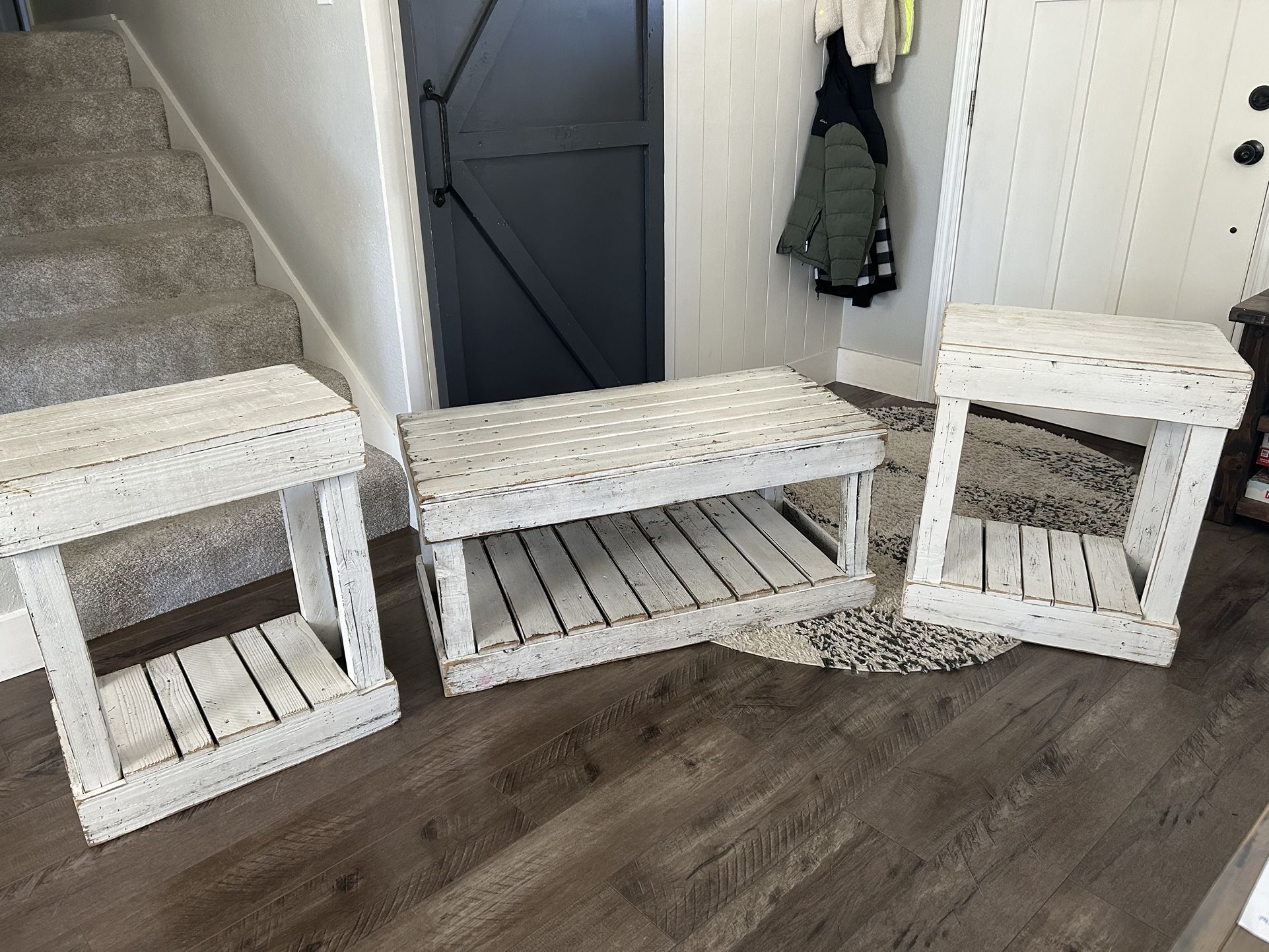 Solid Wood Rustic Distressed Coffee/end Tables