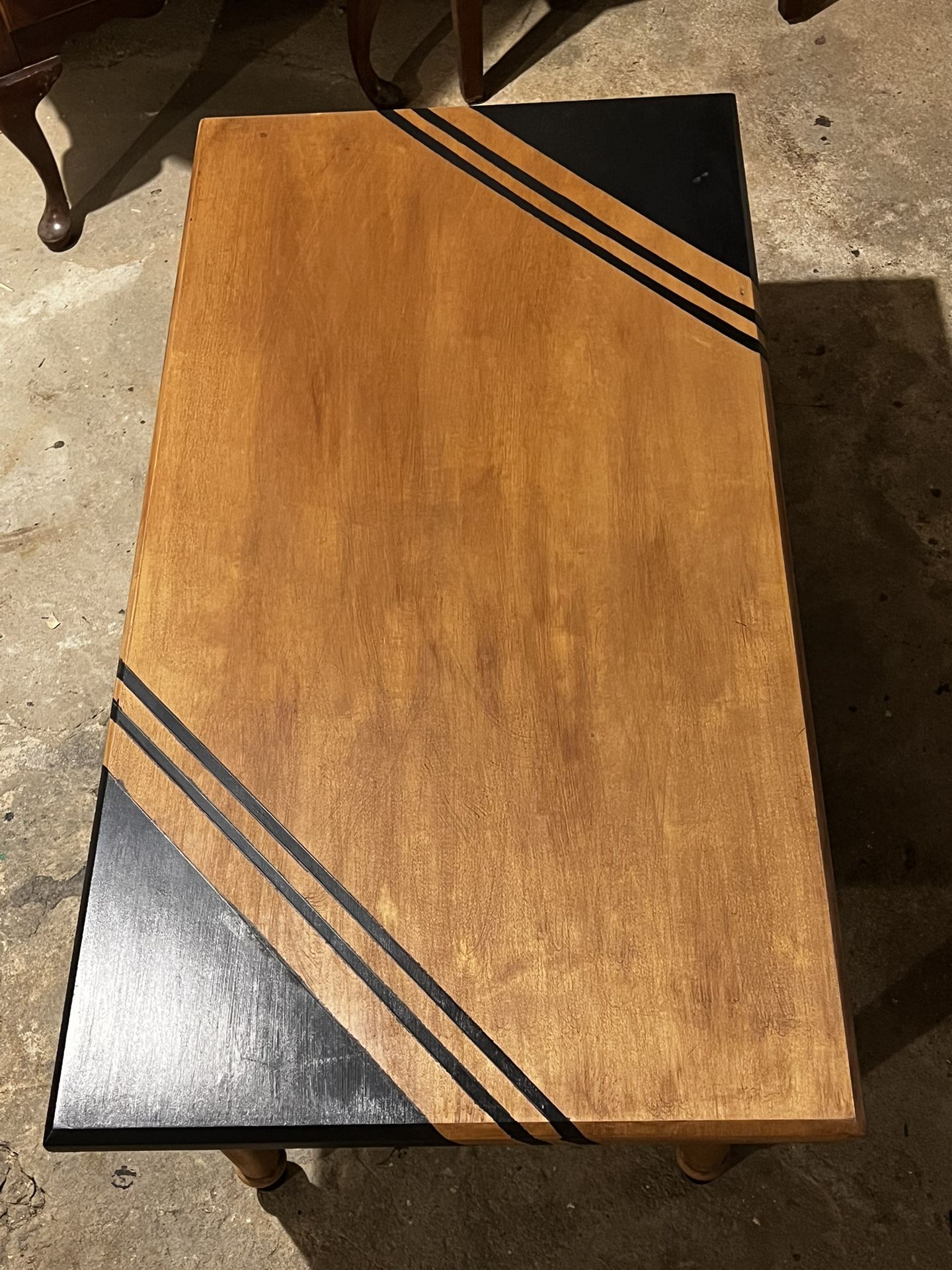 Modern Vintage Coffee Table – Custom Wood + Black Painted Design