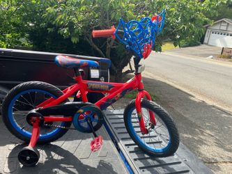Child Kid Children Bike 16” Wheels Spider-Man Spider Man Spiderman Bicycle With Training Wheels Tricycle Trike in Good Condition
