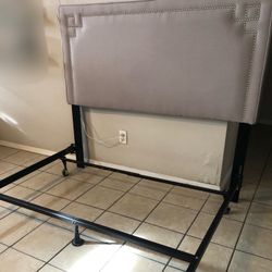 Queen Size (headboard/rails) light gray color, good condition 