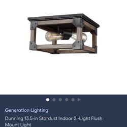 Generation Lighting Dunning 13.5-in Stardust Indoor 2-Light Flush Mount Light