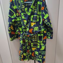 Joe Boxer Boys Robe, Blue Pizza & Controls Size 4-5