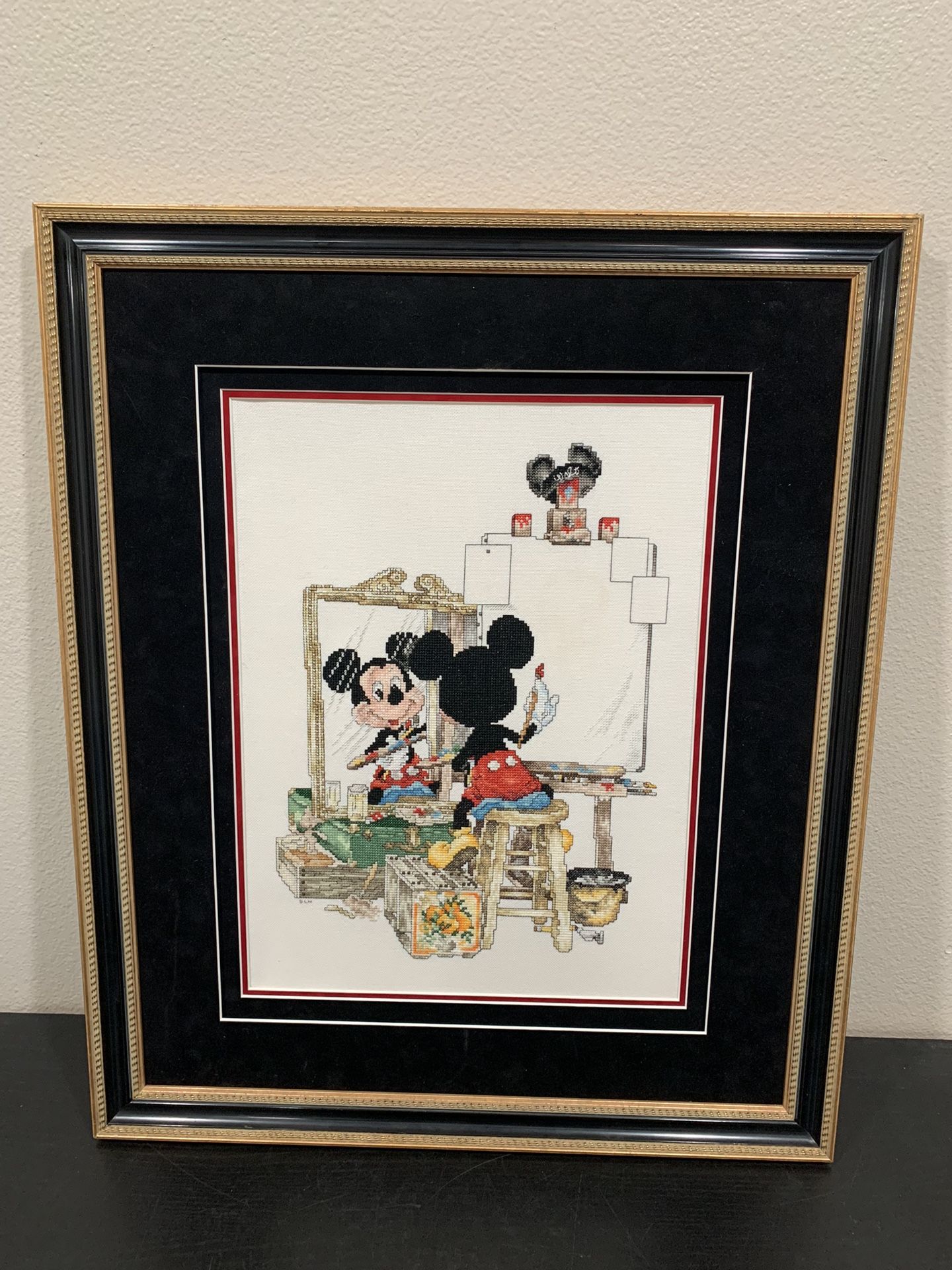 Disney Cross Stitch Kit “Mickey’s self Portrait” Framed