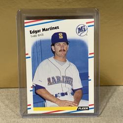 HOF Edgar Martinez Rookie Baseball Card (1988 Fleer) 🔥🔥 Sharp Card!! 