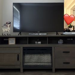 TV console with fireplace