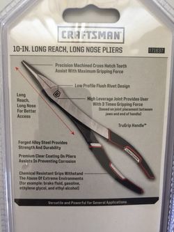 Craftsman Long Nose Pliers 10 in. Long Reach Needle-Nose TruGrip