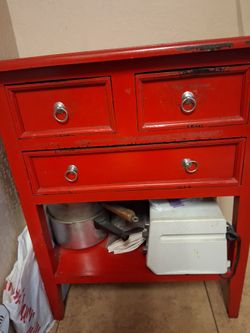 Red wooden Island/Accent Kitchen Utility Table