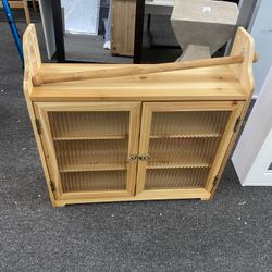 New assembled Bathroom Wall Cabinet, Mid-Century Over The Toilet Storage Cabinet with 2 Fluted Glass