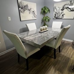 Marble Dinning Table & Chairs