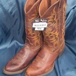 Justin Boots x Tony Lama Men’s Cowboy Boots Brown Leather Size 9D