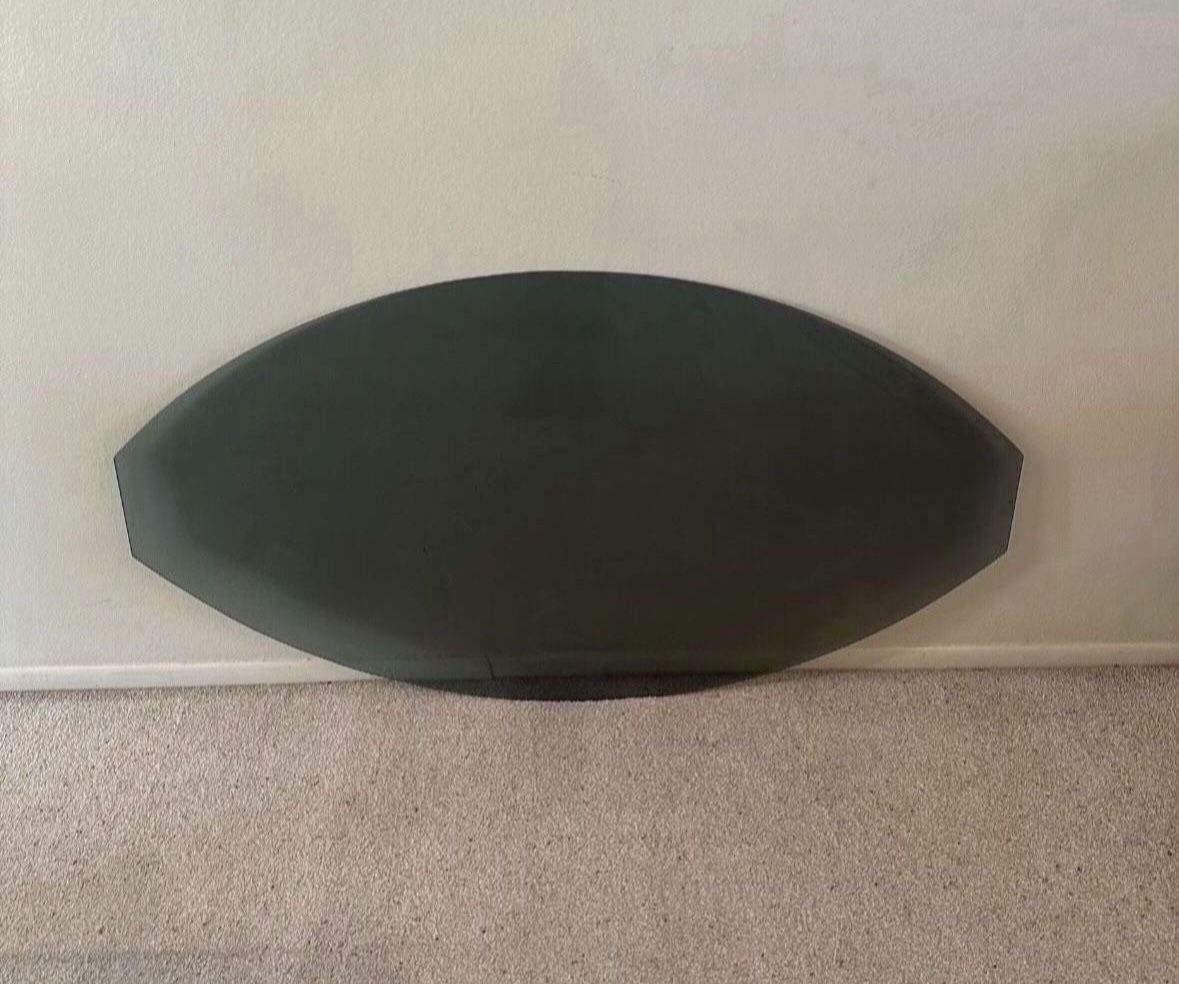 Extra Large Oval Tempered Black Glass Tabletop Table Top Shelf