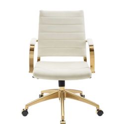 Gold & White Office Chair - Stainless Steel