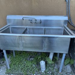 Stainless Steel Three Compartment Sink