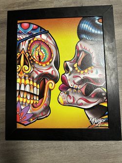 Sugar Skulls Kiss Print By James Danger Harvey