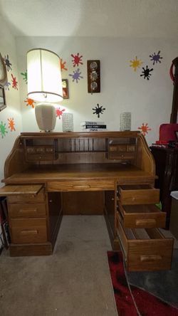 Vintage Oak Roll-Top Desk