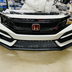 2016-2021 Honda Civic Type R Style Front Bumper Cover Kit Sedan Coupe 10th HACHTBACK PAINTED WHITE PAERL POLYURETHANE NEW