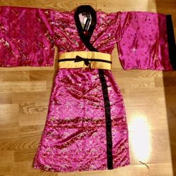 Geisha Pink Kimono Kids Girl Halloween Costume 