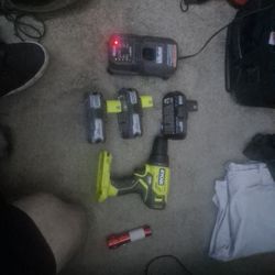 Ryobi Drill With 3 Batteries And a Fast Charger