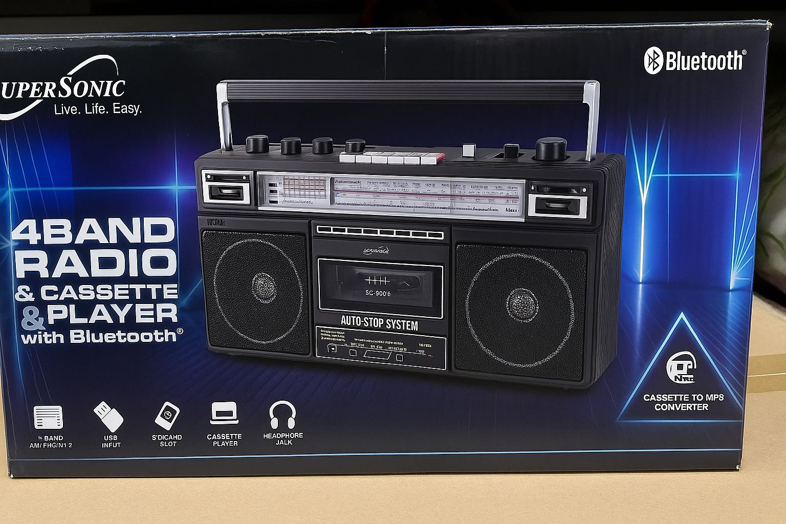 Retro Supersonic SC-3201BT 4-Band Bluetooth Boombox