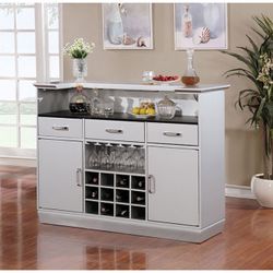 SILVER FINISH LED LIGHT BAR COUNTER TABLE CABINET DRAWERS STORAGE STEMWARE RACK WINE STORAGE PREP AREA - BARRA GABETA