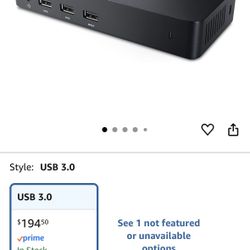 Dell USB 3.0 Ultra HD/4K Triple Display Docking Station (D3100), Black