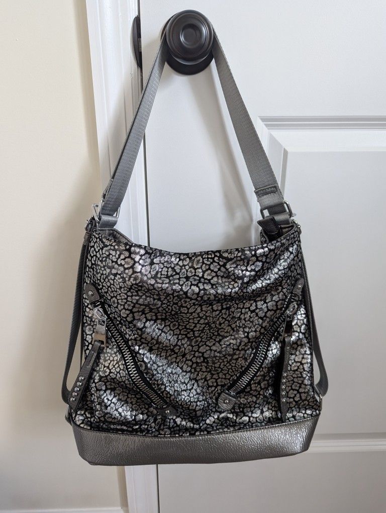 Silver Purse Backpack With Multi Purpose Strap