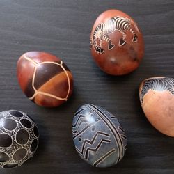 Kenya Hand Carved Alabaster Eggs. High Quality. Amazing Artwork.
