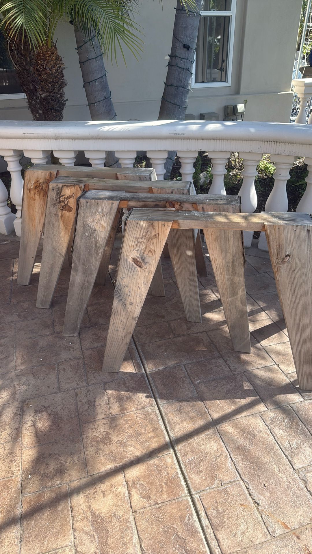 Set Of 4 Wooden Sawhorses