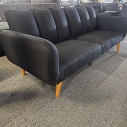 Brand New 81" x 44" Black Linen Sofa Futon