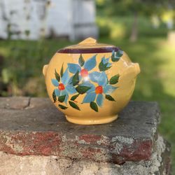 Vintage 1940's McCoy Floral Pattern Cookie Jar, Hand Painted, approx. 8" Tall